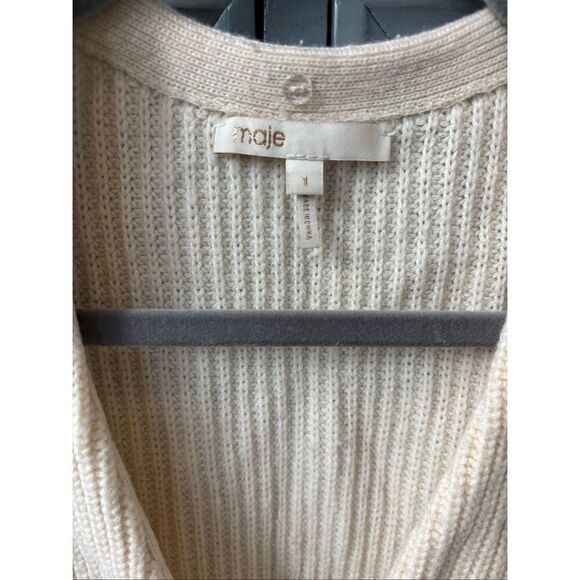 MAJE Millo Cropped Wool-Blend Cardigan, ecru Sz 1/Sm $345 B44 - Picture 3 of 10